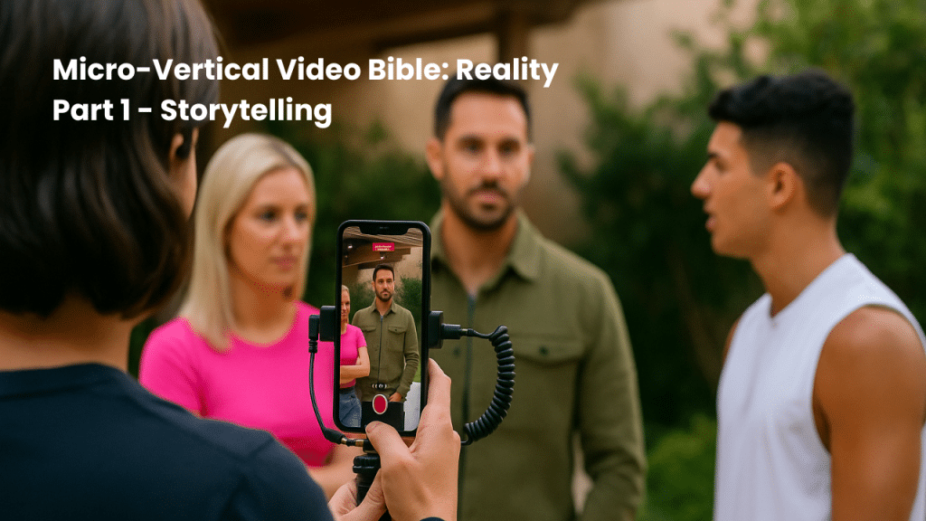 Behind-the-scenes filming of a reality micro-drama on a smartphone for the Micro-Vertical Video Bible: Part 1 – Storytelling.